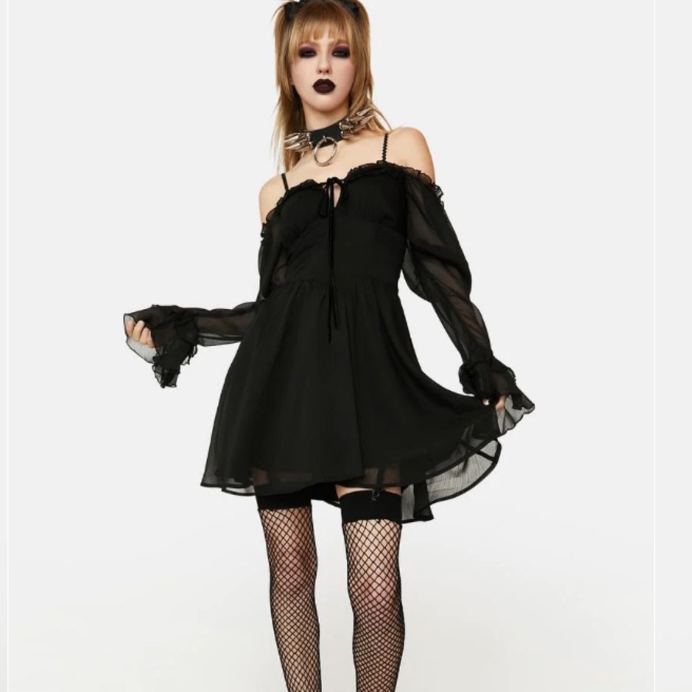 SOLD -  NWT Dolls kill dark in Love lace up mini dress RUNS SMALL